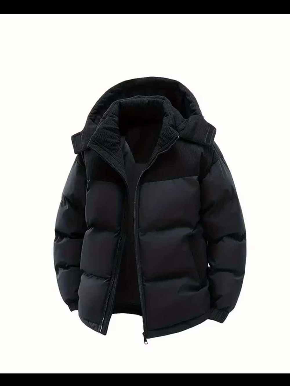 Men's Black Puffer Jacket with Hood